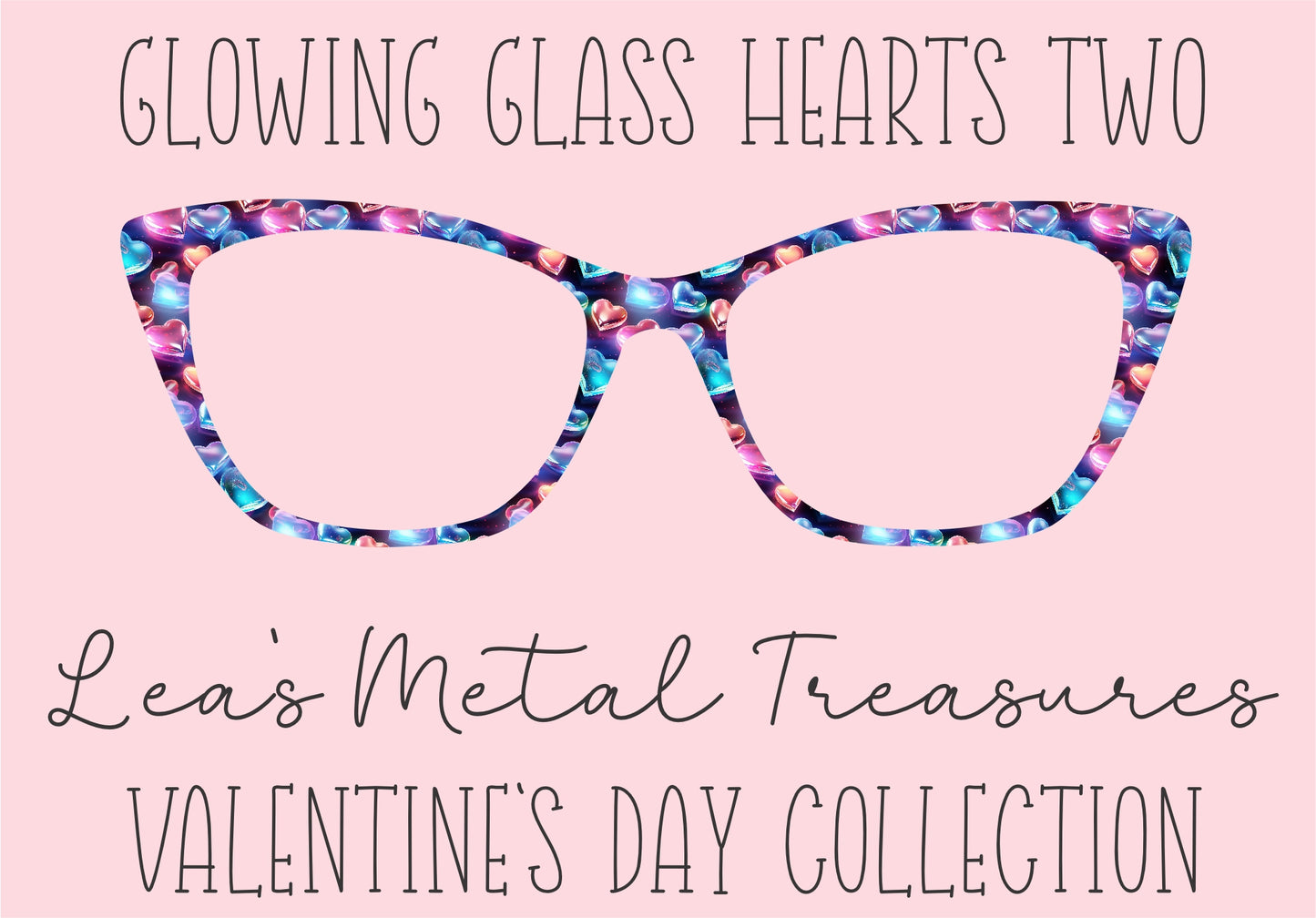 Glowing Glass Hearts Two Eyewear Printed Magnetic Eyeglasses Topper