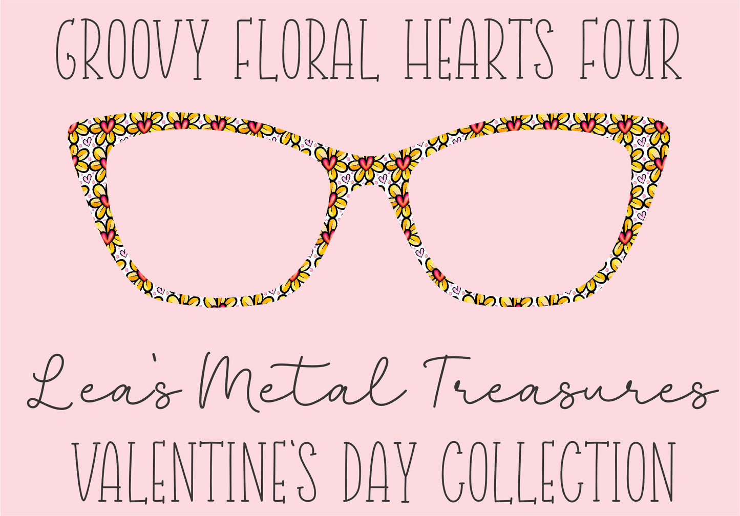 Groovy Floral Hearts Four Eyewear Printed Magnetic Eyeglasses Topper