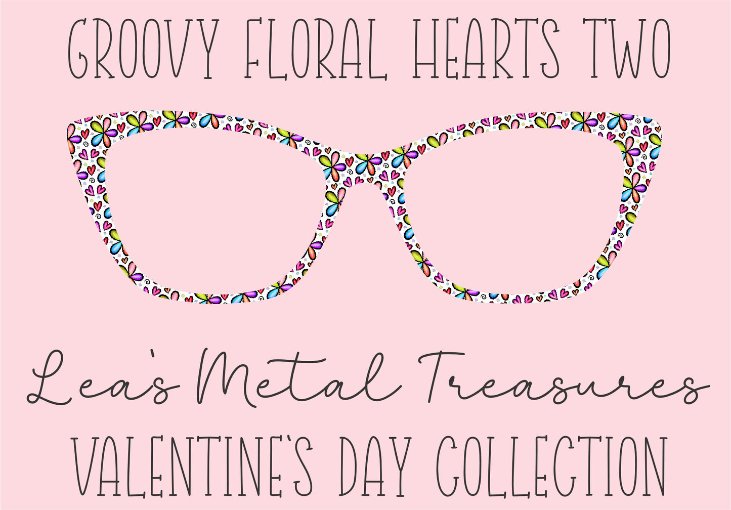 Groovy Floral Hearts Two Eyewear Printed Magnetic Eyeglasses Topper