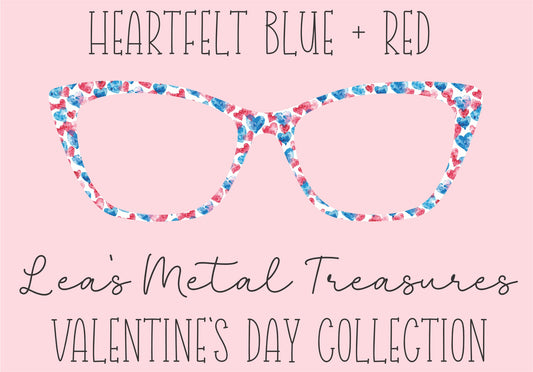 Heartfelt Blue + Red Eyewear Printed Magnetic Eyeglasses Topper