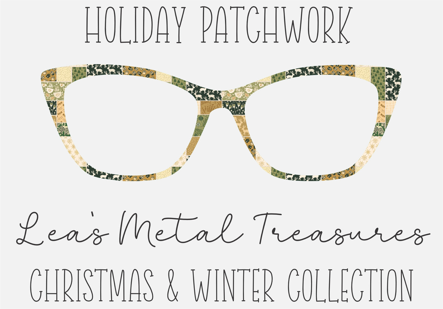 Holiday Patchwork Eyewear Frame Toppers COMES WITH MAGNETS