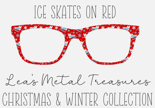 Ice Skates on Red Eyewear Frame Toppers COMES WITH MAGNETS