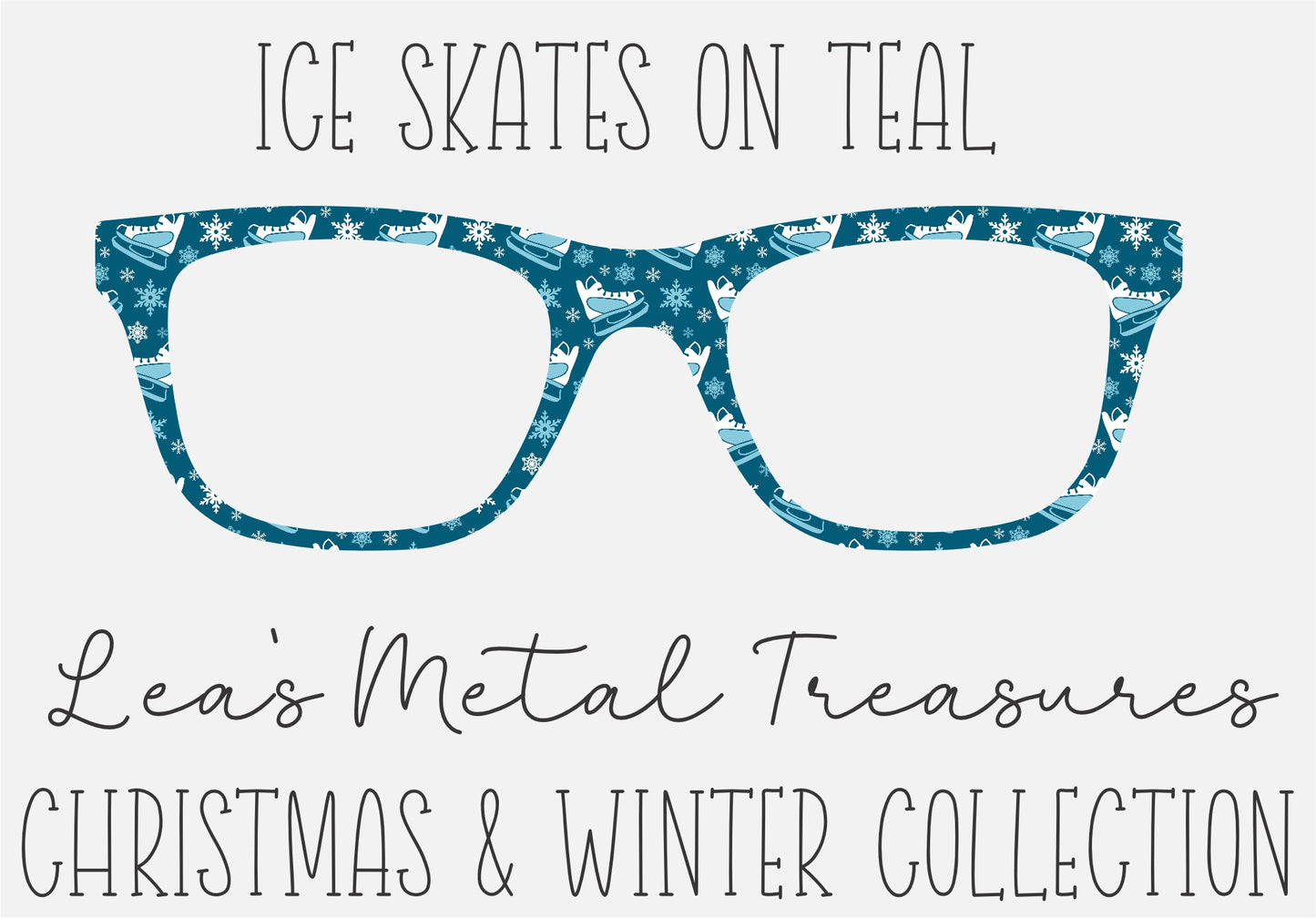 Ice Skates on Teal Eyewear Frame Toppers COMES WITH MAGNETS