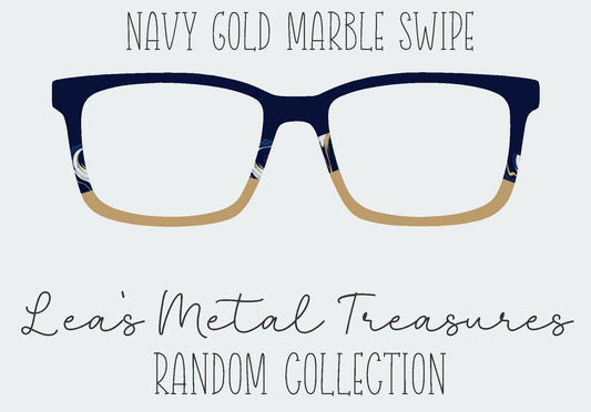 Navy Gold Marble Swipe Eyewear Frame Toppers