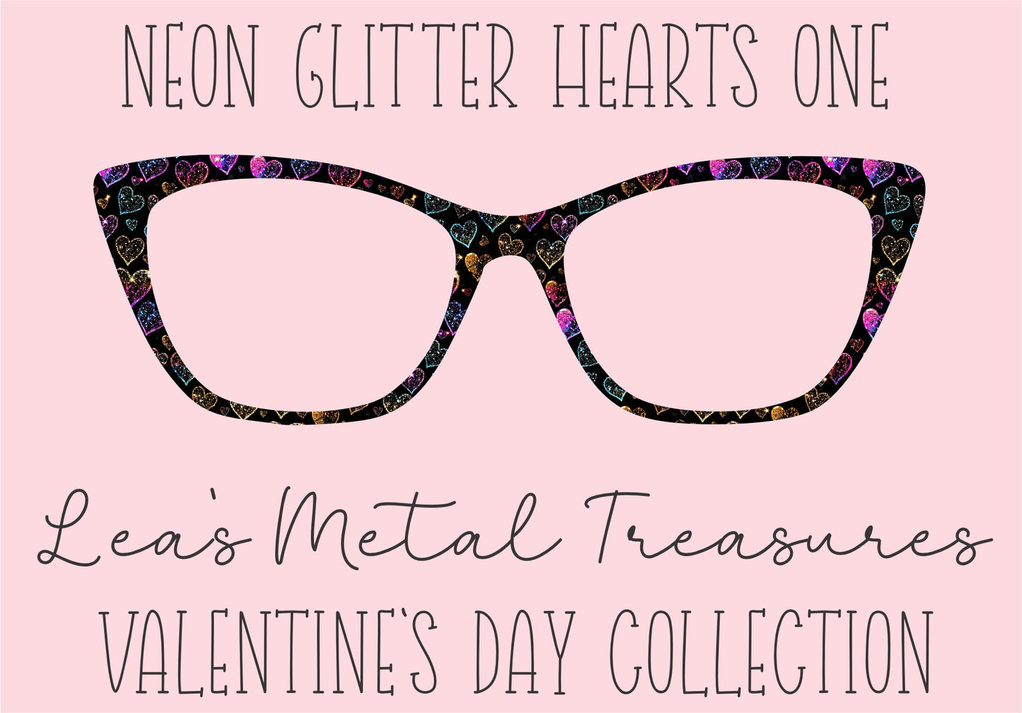 Neon Glitter Hearts One Eyewear Printed Magnetic Eyeglasses Topper