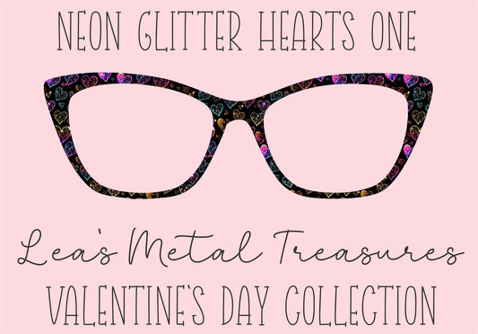 Neon Glitter Hearts One Eyewear Printed Magnetic Eyeglasses Topper