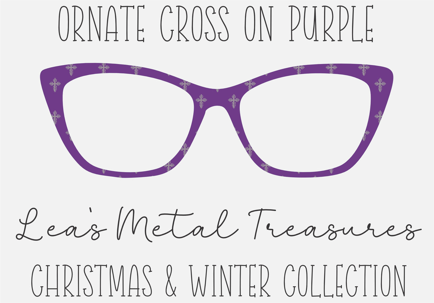 Ornate Cross on Purple Eyewear Frame Toppers COMES WITH MAGNETS