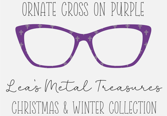 Ornate Cross on Purple Eyewear Frame Toppers COMES WITH MAGNETS