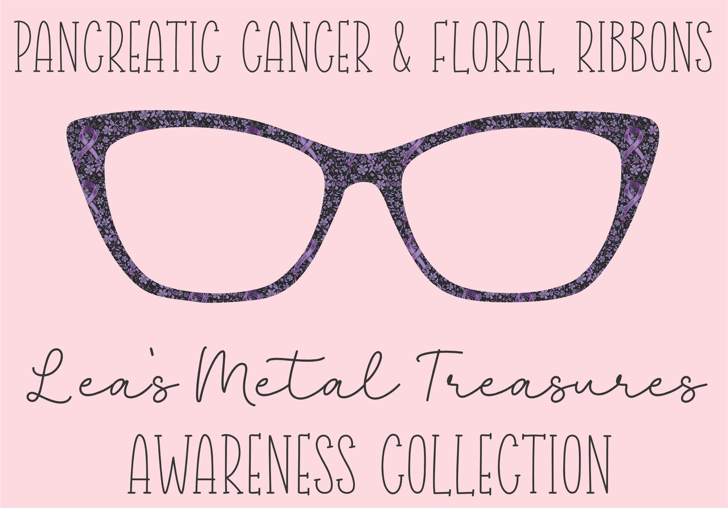 Pancreatic Cancer Floral Ribbons Eyewear Frame Toppers COMES WITH MAGNETS