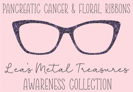 Pancreatic Cancer Floral Ribbons Eyewear Frame Toppers COMES WITH MAGNETS