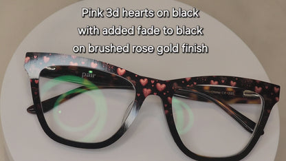 Pink 3d Hearts On Black