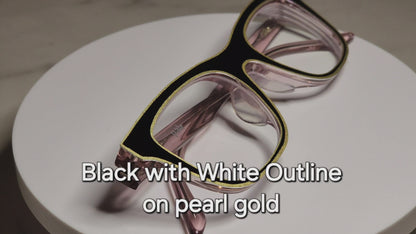 Black With White Outline (or Base Finish Outline) • Magnetic Eyeglasses Toppers