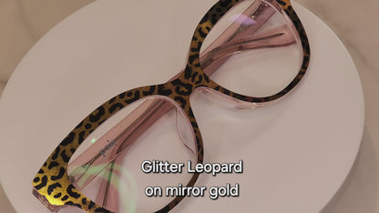 GLITTER LEOPARD Eyewear Frame Toppers COMES WITH MAGNETS