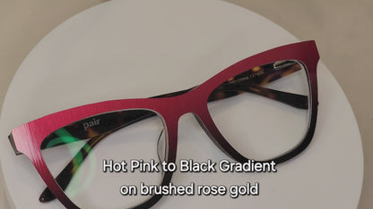 HOT PINK TO BLACK GRADIENT Eyewear Frame Toppers COMES WITH MAGNETS