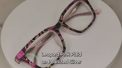 LEOPARD PINK PLAID Eyewear Frame Toppers COMES WITH MAGNETS