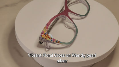 Vibrant Floral Cross • Magnetic Eyeglasses Toppers