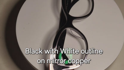 Black With White Outline (or Base Finish Outline) • Magnetic Eyeglasses Toppers