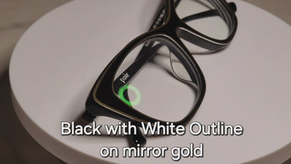 Black With White Outline (or Base Finish Outline) • Magnetic Eyeglasses Toppers