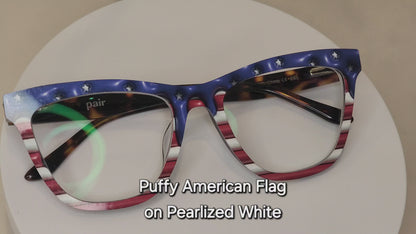 PUFFY AMERICAN FLAG Eyewear Frame Toppers COMES WITH MAGNETS
