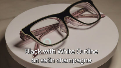 Black With White Outline (or Base Finish Outline) • Magnetic Eyeglasses Toppers