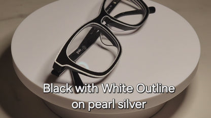 Black With White Outline (or Base Finish Outline) • Magnetic Eyeglasses Toppers
