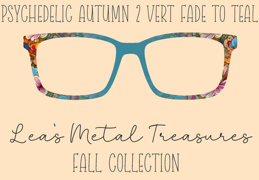 Psychedelic Autumn 2 Vertical Fade to Teal Eyewear Frame Toppers