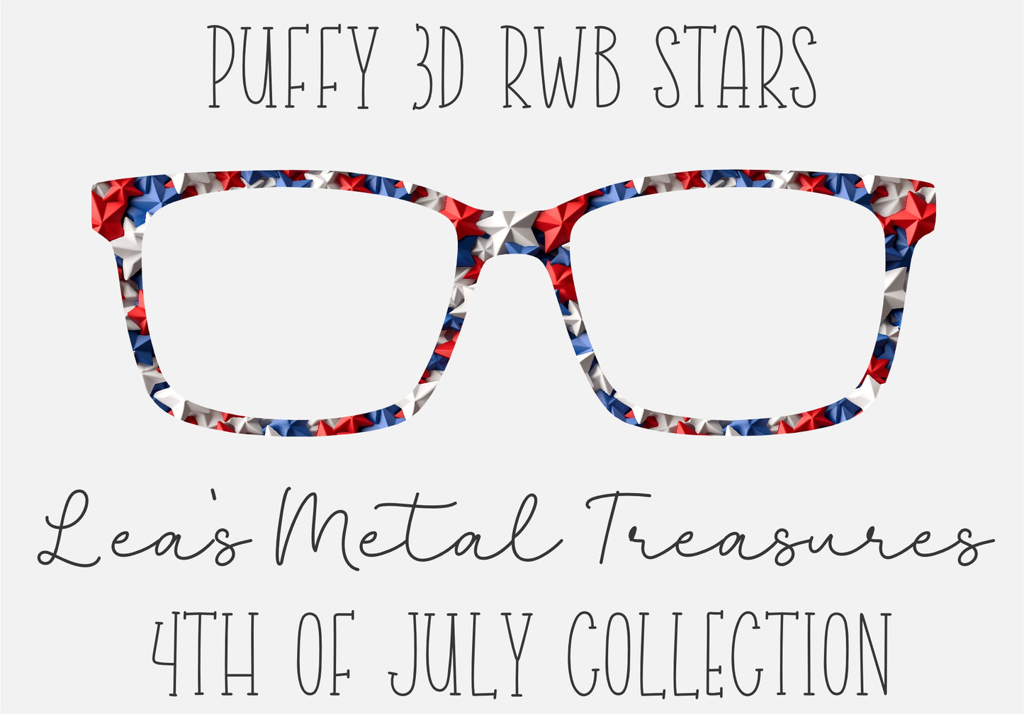 Puffy 3d RWB stars Eyewear Toppers COMES WITH MAGNETS