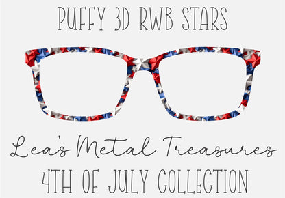 Puffy 3d RWB stars Eyewear Toppers COMES WITH MAGNETS