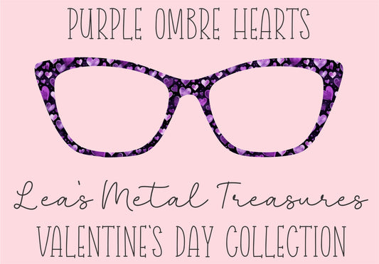 Purple Ombre Hearts Eyewear Printed Magnetic Eyeglasses Topper