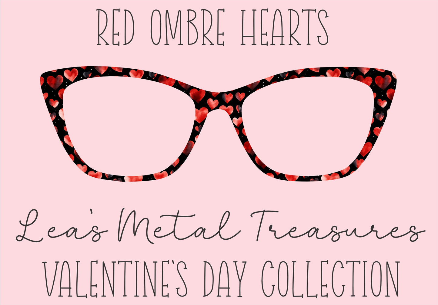 Red Ombre Hearts Eyewear Printed Magnetic Eyeglasses Topper