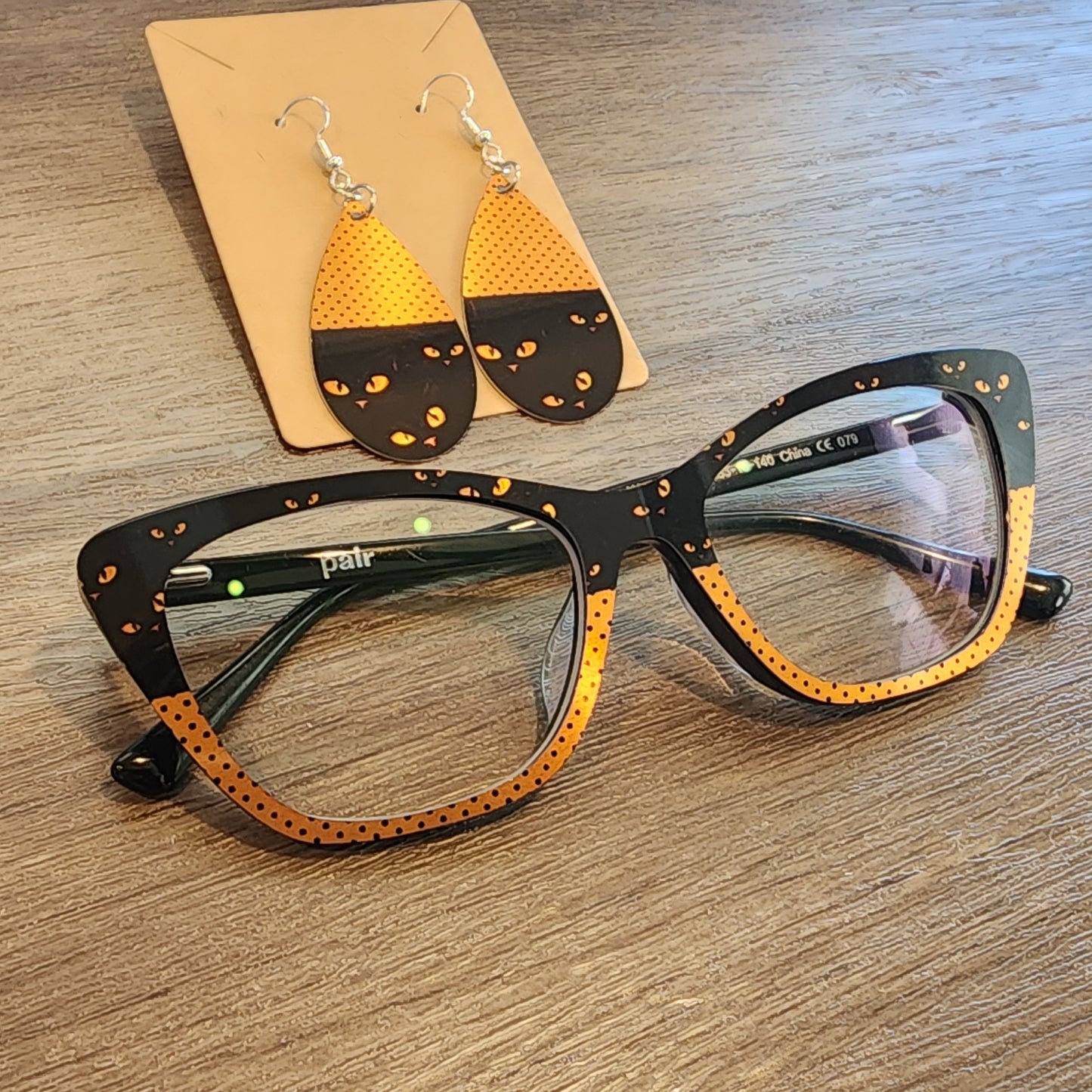 Cat Eyes Split Pin Dots Printed Magnetic Eyeglasses Topper • Flamingo Lady Collab Collection