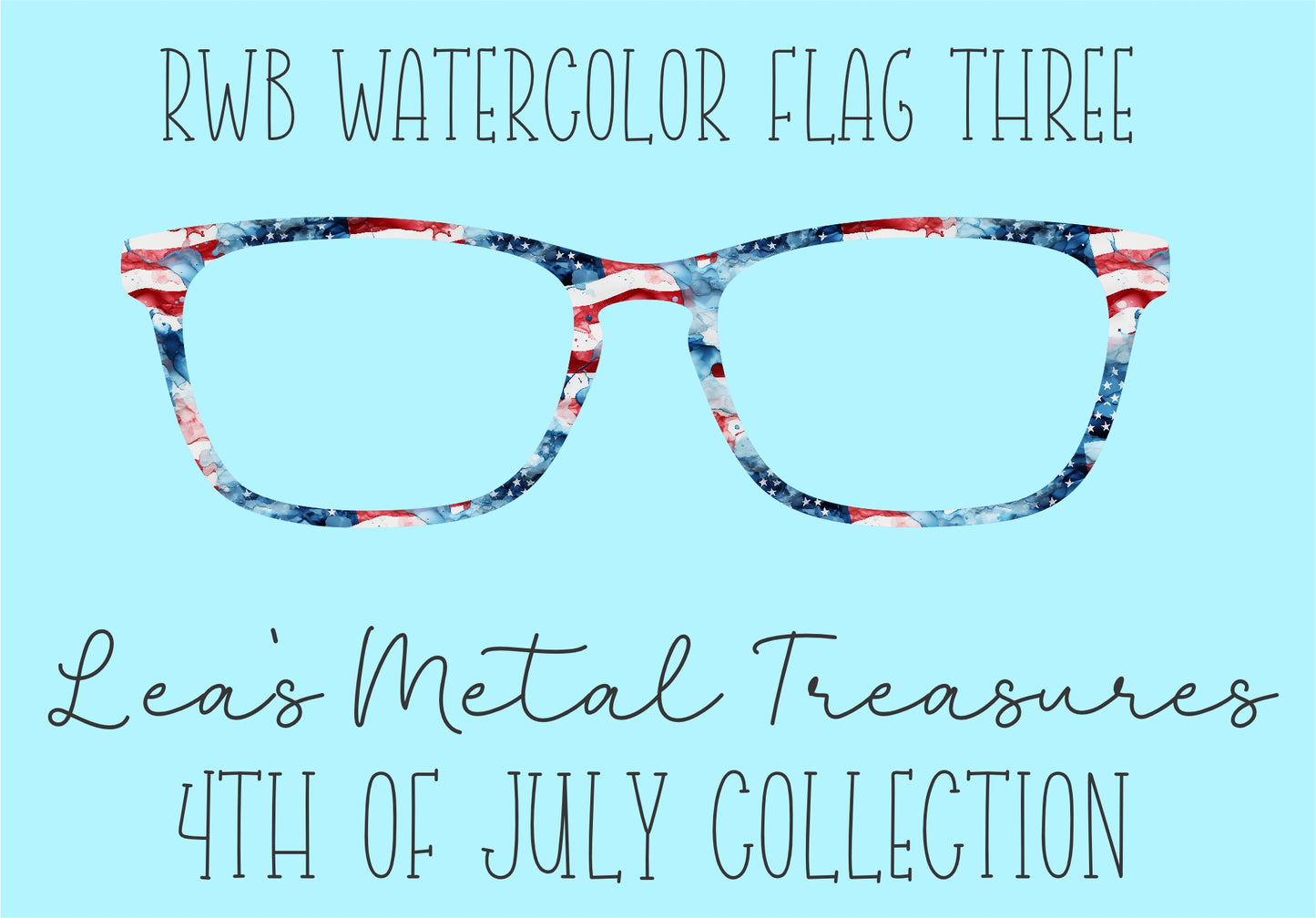 RWB Watercolor Flag 3 Eyewear Frame Toppers