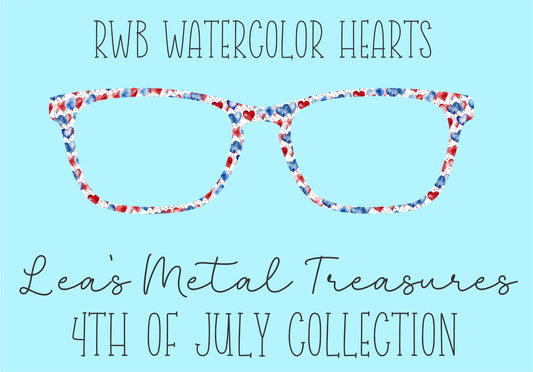 RWB Watercolor Hearts Eyewear Frame Toppers