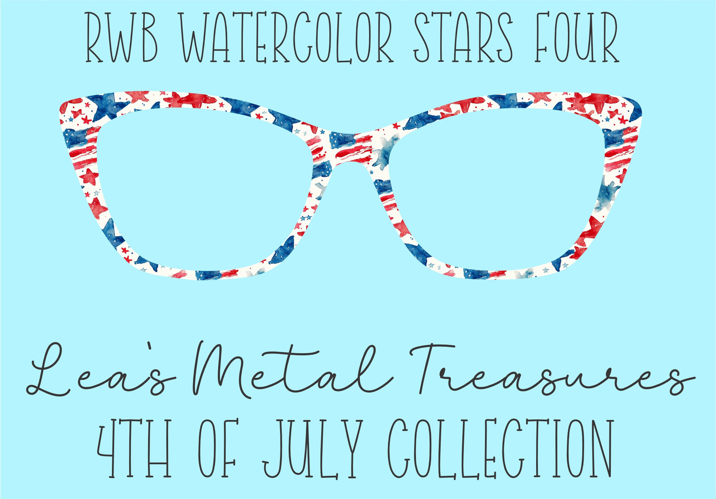 RWB Watercolor Stars 4 Eyewear Frame Toppers