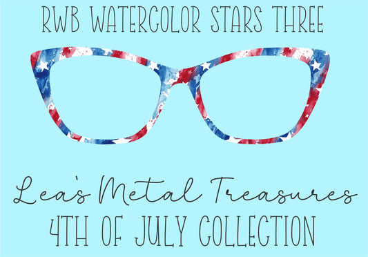 RWB Watercolor Stars 3 Eyewear Frame Toppers