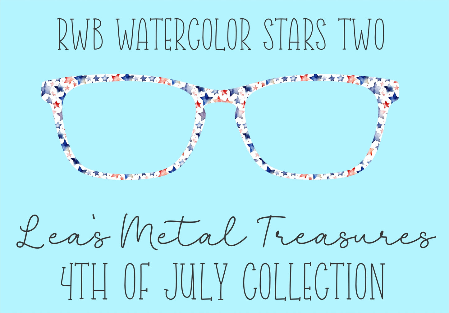 RWB Watercolor Stars 2 Eyewear Frame Toppers