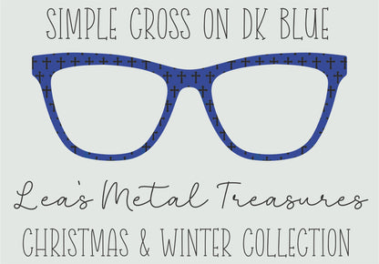 Simple Cross on Dk Blue Eyewear Frame Toppers COMES WITH MAGNETS