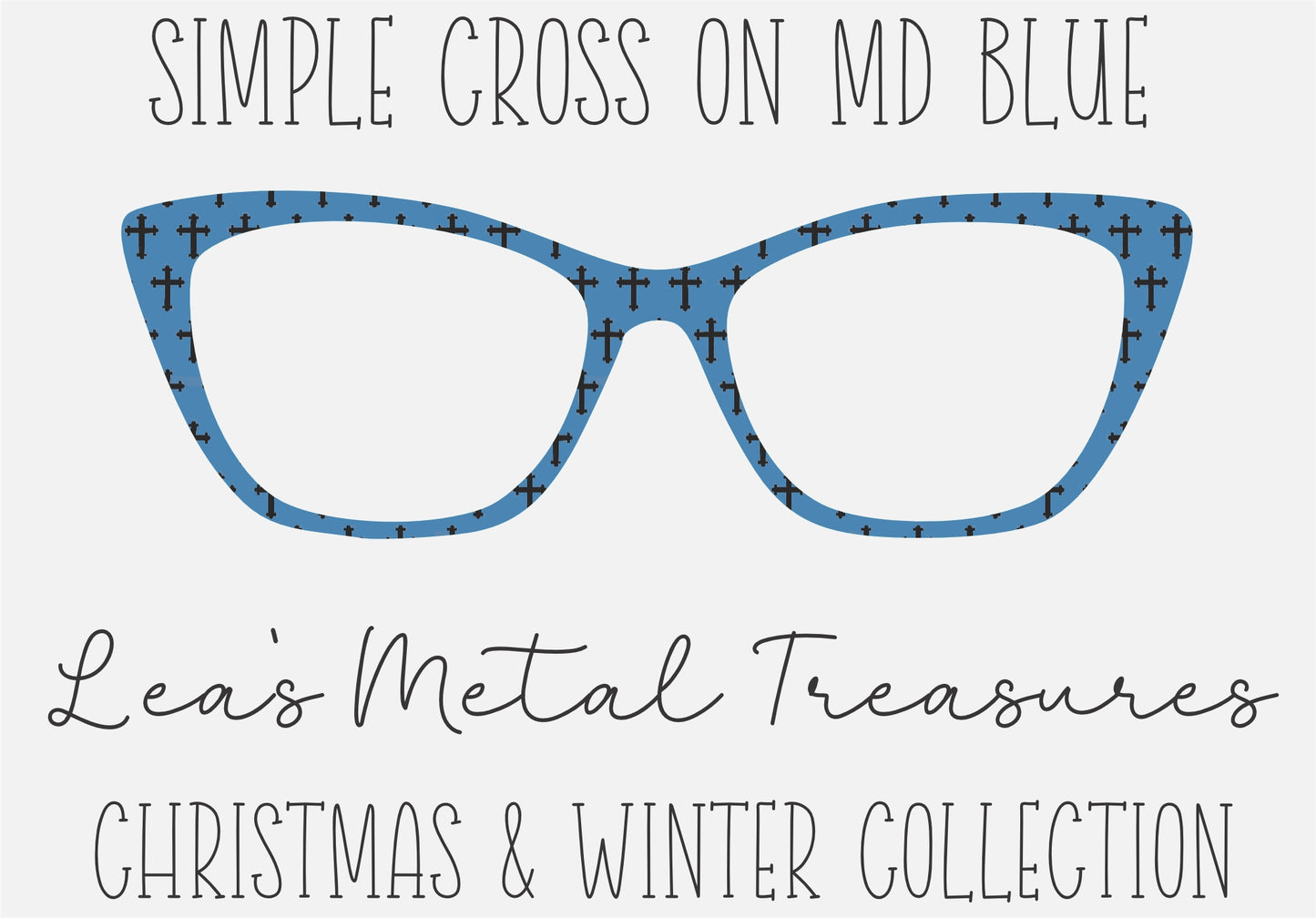 Simple Cross on Md Blue Eyewear Frame Toppers COMES WITH MAGNETS