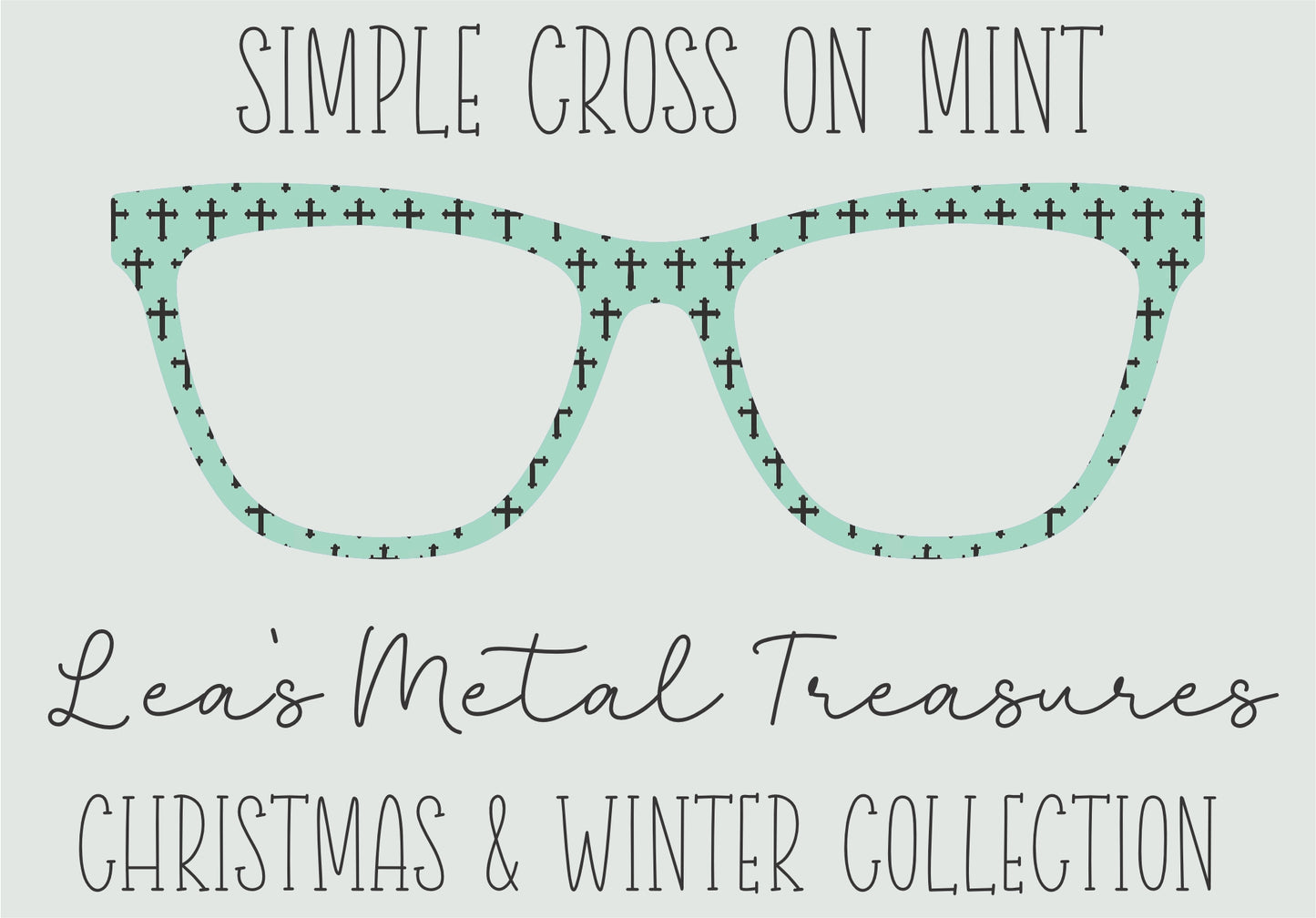 Simple Cross on Mint Eyewear Frame Toppers COMES WITH MAGNETS