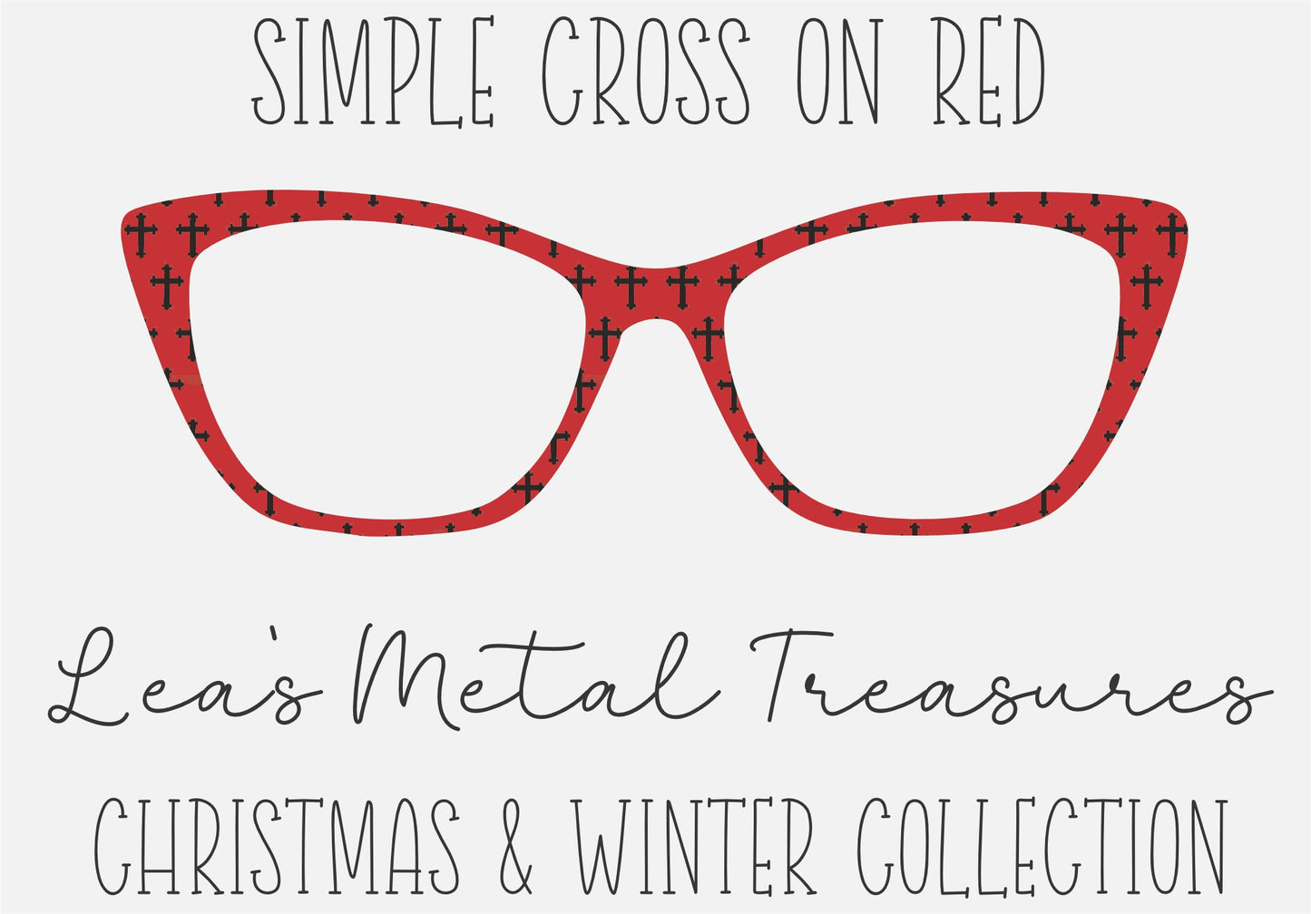 Simple Cross on Red Eyewear Frame Toppers COMES WITH MAGNETS