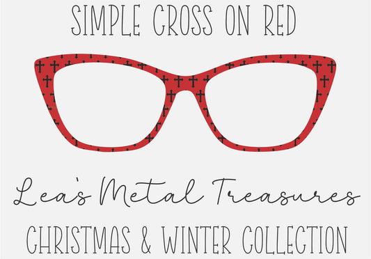 Simple Cross on Red Eyewear Frame Toppers COMES WITH MAGNETS