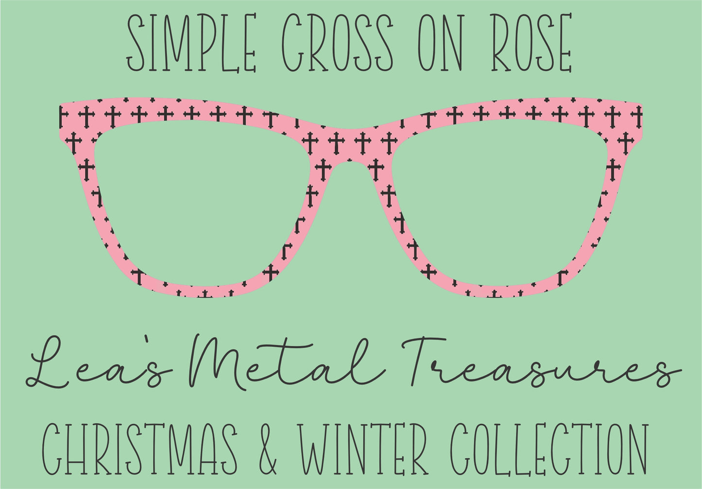 Simple Cross on Rose Eyewear Frame Toppers COMES WITH MAGNETS