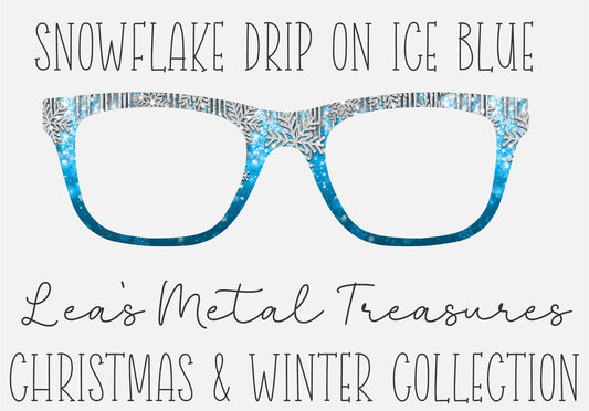 Snowflake drip on Ice Blue Eyewear Frame Toppers COMES WITH MAGNETS