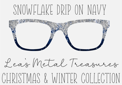 Snowflake drip on Navy Eyewear Frame Toppers COMES WITH MAGNETS