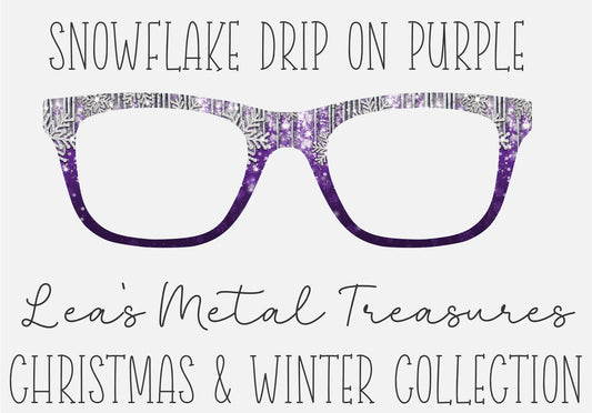 Snowflake drip on Purple  Eyewear Frame Toppers COMES WITH MAGNETS