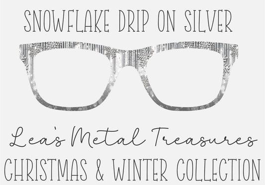 Snowflake drip on Silver  Eyewear Frame Toppers COMES WITH MAGNETS