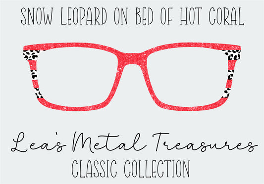 Snow Leopard on Bed of Hot Coral Eyewear Frame Toppers