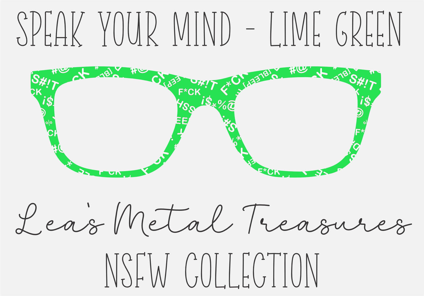 Speak Your Mind Lime Green Eyewear Frame Toppers COMES WITH MAGNETS