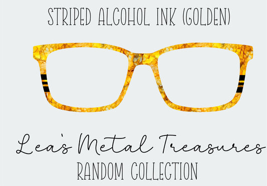Striped Alcohol Ink Golden Eyewear Frame Toppers