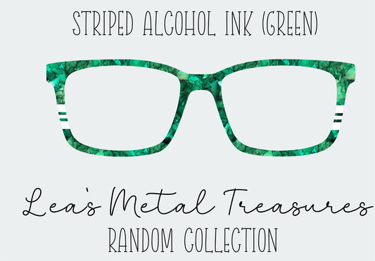 Striped Alcohol Ink Green Eyewear Frame Toppers